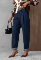 Nohavice džínosové mom fit Modern Shape tmavomodré