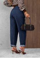 Nohavice džínosové mom fit Modern Shape tmavomodré