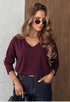 Blúzka longsleeve z dekoltem w serek Daily Style bordová