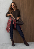 Blúzka longsleeve z dekoltem w serek Daily Style bordová