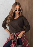 Blúzka longsleeve z dekoltem w serek Daily Style bordová