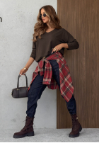 Blúzka longsleeve z dekoltem w serek Daily Style bordová