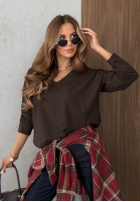 Blúzka longsleeve z dekoltem w serek Daily Style bordová