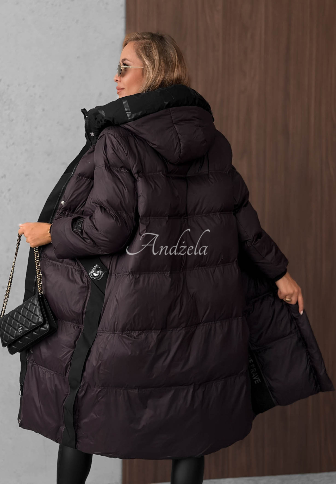 Dlhá páperová bunda s prešívaním Need You slivková