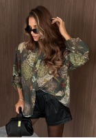 Lekka Košeľa w kwiaty Fall Bloom khaki