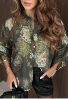 Lekka Košeľa w kwiaty Fall Bloom khaki