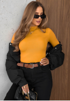 Blúzka longsleeve z półgolfem Femme Desire čokoládová
