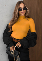 Blúzka longsleeve z półgolfem Femme Desire čokoládová