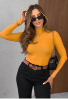Blúzka longsleeve z półgolfem Femme Desire čokoládová