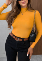 Blúzka longsleeve z półgolfem Femme Desire čokoládová