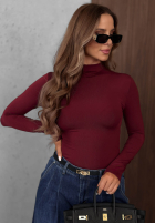 Blúzka longsleeve z półgolfem Femme Desire čokoládová