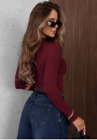Blúzka longsleeve z półgolfem Femme Desire čokoládová