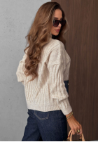 Rebrovaný Sveter z jeansowymi kieszeniami Cozy Grace čokoládový