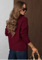 Rebrovaný Sveter z jeansowymi kieszeniami Cozy Grace čokoládový
