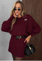 Dzianinowa Šaty oversize z paskiem Soft Dream čokoládová