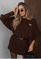 Dzianinowa Šaty oversize z paskiem Soft Dream čokoládová
