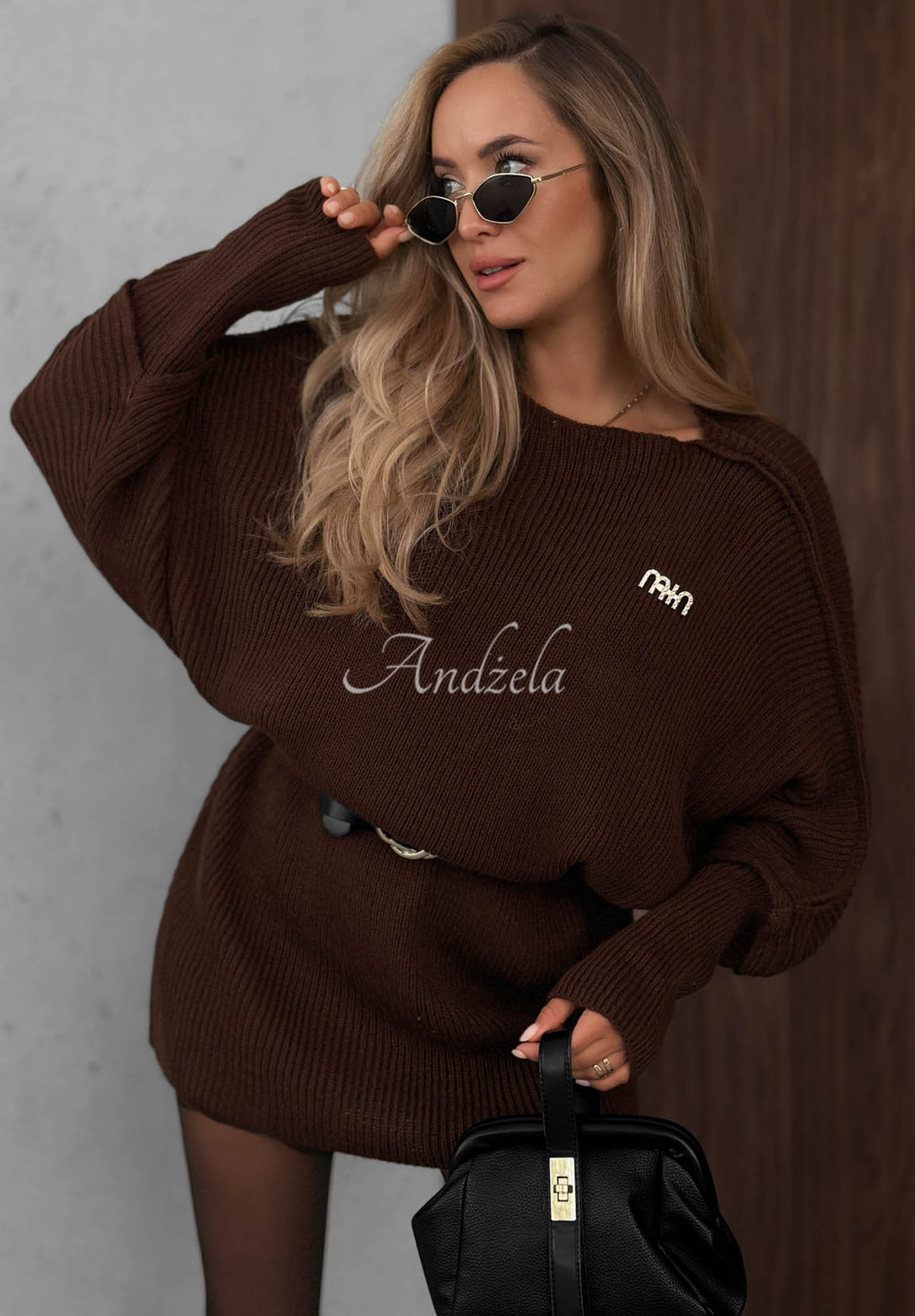 Úpletové oversize šaty s vlnou a mohérom Soft Dream čokoládová