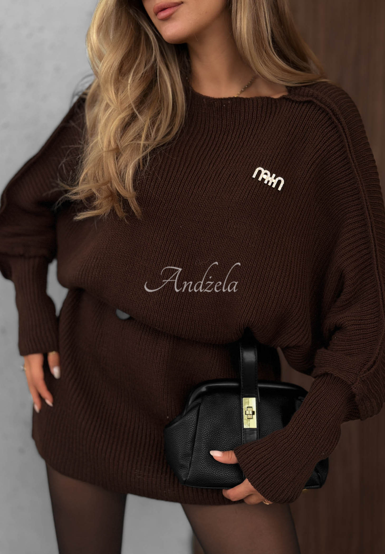 Úpletové oversize šaty s vlnou a mohérom Soft Dream čokoládová
