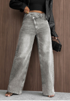 Nohavice džínosové wide leg Daily Denim sivé