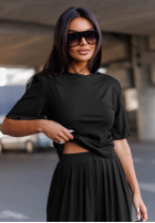 Súprava Blúzka i Nohavice wide leg Maybe Tonight śliwkowy