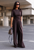 Nohavice wide leg Maybe Tonight čierne