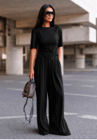 Nohavice wide leg Maybe Tonight čierne