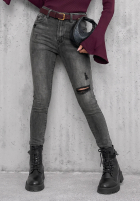 Nohavice džínosové skinny z przetarciami Another Side tmavosivé