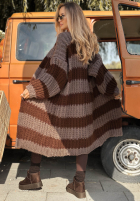 Dlhý kardigan w paski Cozy Season béžovo-ťavý