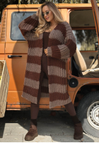 Dlhý kardigan w paski Cozy Season béžovo-ťavý