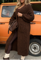 Dlhý kardigan oversize z kieszeniami November Walk svetlobéžový