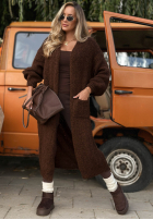 Dlhý kardigan oversize z kieszeniami November Walk svetlobéžový