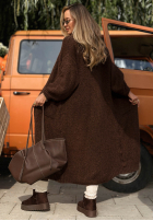 Dlhý kardigan oversize z kieszeniami November Walk svetlobéžový