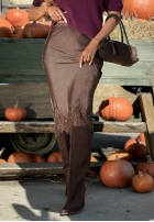 Sukňa  maxi z koronką Subtle Lace čokoládová