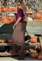 Sukňa  maxi z koronką Subtle Lace čokoládová