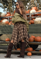 Koszulowa Sukňa  midi w kratę Downtown Girl čokoládová