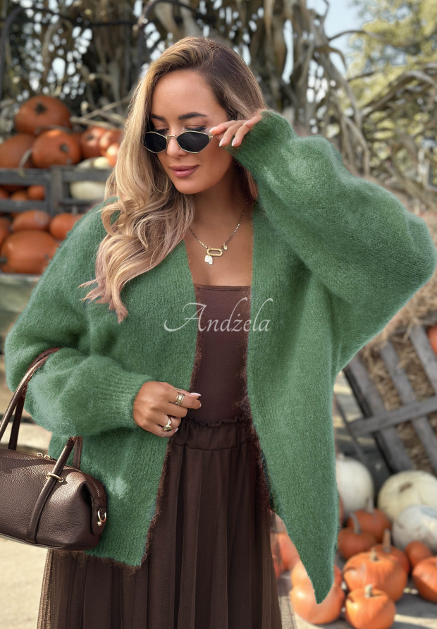 Moh&eacute;rov&yacute; kardigan oversize bez zap&iacute;nania Cozy Latte &scaron;alviov&eacute;