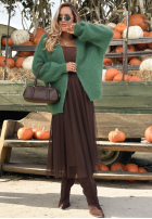 Moherowy kardigan oversize bez zapięcia Cozy Latte hnedý