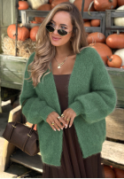 Moherowy kardigan oversize bez zapięcia Cozy Latte hnedý
