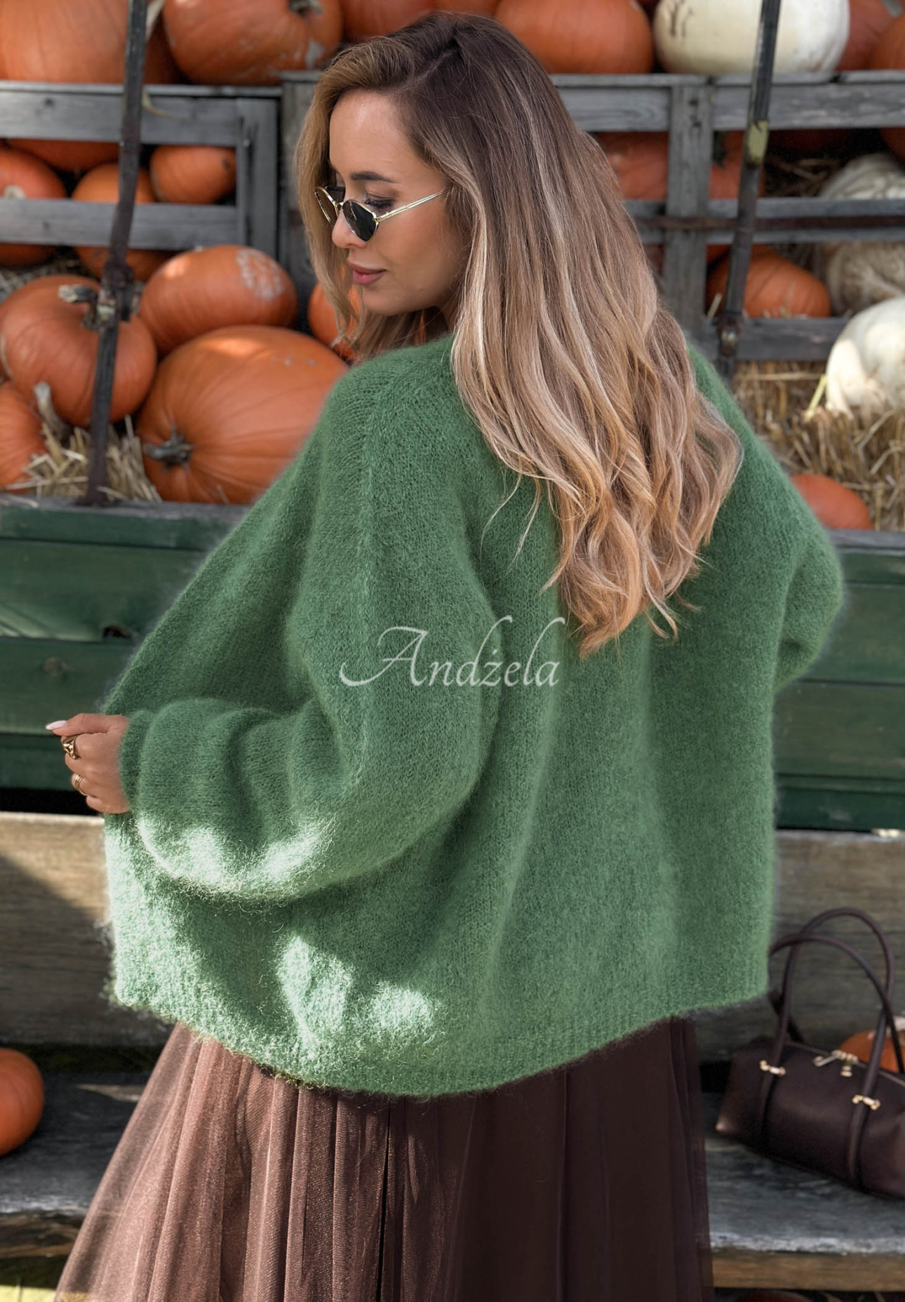 Mohérový kardigan oversize bez zapínania Cozy Latte šalviové