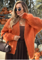 Moherowy kardigan oversize bez zapięcia Cozy Latte hnedý