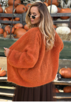 Moherowy kardigan oversize bez zapięcia Cozy Latte hnedý