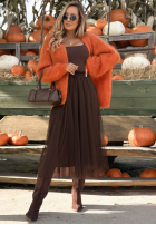 Moherowy kardigan oversize bez zapięcia Cozy Latte hnedý