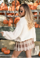 Plisowa Sukňa mini w kratę Autumn Cutie béžová
