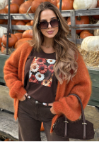 Blúzka longsleeve z nadrukiem w kwiaty Autumn Sweetie čučoriedková