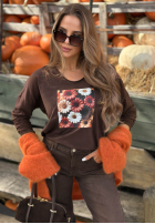 Blúzka longsleeve z nadrukiem w kwiaty Autumn Sweetie čučoriedková
