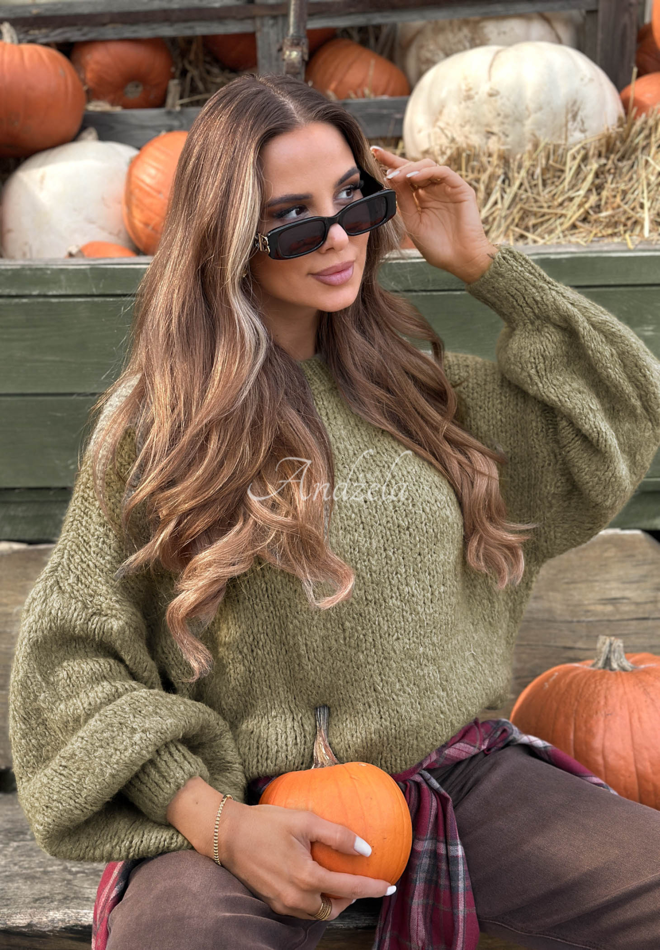 Mäkký sveter oversize s vlnou a viskózou Cloud Babe khaki