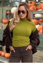 Dopasowany Sveter z golfem Solange olivový