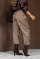 Bawełniane Nohavice mom fit z paskiem Casual Look khaki