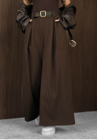 látkové Nohavice wide leg z paskiem Simple Elegance čierne