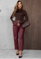 Blúzka longsleeve z półgolfem Femme Desire čokoládová